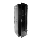 Шкаф телекоммуникационный напольный ПРОФ универсальный 42U (600x600) дверь стекло, чёрный, в сборе