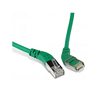 Патч-корд F/UTP угловой, экранированный, правый 45°-правый 45°, Cat.5e, LSZH, 1 м, зеленый