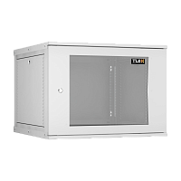 Настенный разборный шкаф TLK 19", 9U, стеклянная дверь, Ш600хВ436хГ600мм, 2 пары монтажных направляющих, серый