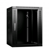 Шкаф телекоммуникационный настенный 19" 15U 600x450x769mm (ШхГхВ) дверь стекло, цвет черный (RAL 9004)