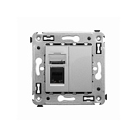 Телефонная розетка RJ-12 в стену одинарная, "Avanti", "Закаленная сталь"