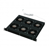 Модуль вентиляторный 19", глубина 380 mm, 6 вентиляторов, с разъемом под термостат, цвет черный (RAL 9005) (PW-3,6)