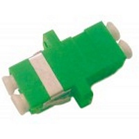 Оптический проходной адаптер LC/APC-LC/APC, SM, duplex, корпус пластиковый, зеленый, белые колпачки