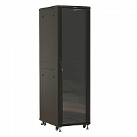 Шкаф напольный 19-дюймовый, 42U, 2055х600х1000 мм (ВхШхГ), передняя стеклянная дверь со стальными перфорированными боковинами, задняя дверь сплошная, 