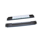 Патч-панель 19", 1U, 16 портов RJ-45, категория 5e, Dual IDC, ROHS, цвет черный