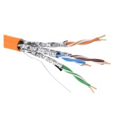 Кабель витая пара кат. 6A экранированный U/FTP, 4 пары, нг(А)-HF,цвет внешней оболочки оранжевый катушка 500 м