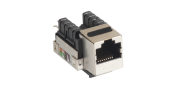 Модуль-вставка NETLAN типа Keystone, Кат.5e (Класс D), 100МГц, RJ45/8P8C, 110/KRONE, T568A/B, экранированный, металлик, уп-ка 10шт.