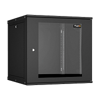 Настенный разборный шкаф TLK 19", 12U, стеклянная дверь, Ш600хВ569хГ600мм, 2 пары монтажных направляющих, черный