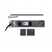 Блок розеток для 19" шкафов, вертикальный, 10 розеток IEC 320 C19, 14 розеток IEC 320 C13, 10А, автомат защиты, алюмин