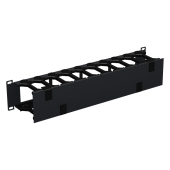 Кабельный органайзер NIKOMAX 19", 2U, полезная глубина 100 мм, металлический, с пластиковыми пальцами, с крышкой, черный