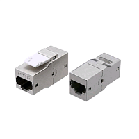 Проходной адаптер (coupler), RJ-45(8P8C) формата Keystone Jack, категория 6, 4 пары, экранированный, серебристый