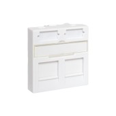 Вставка розеточная TERACOM PRO 45x45мм формат Mosaic на 2 модуля Keystone со шторками и маркерами белая