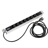 Гор блок розеток Rem-16, 1×16A, амп, 8S, 19", шнур 3м