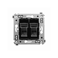 Телефонная розетка RJ-12 в стену двойная, "Avanti", "Черный квадрат"