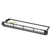 Панель коммутационная, наборная, универсальная UTP/STP, 24 порта, 19", 1U, с защитными шторками и организатором