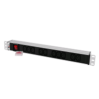 Гор блок розеток Rem-10, 1×10A, выкл, 12C13, 19", шнур 1,8м C14