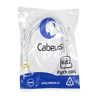 Патч-корд телефонный 2х6р4с, белый, PVC, 10 м