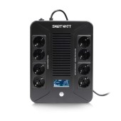 ИБП линейно-интерактивный, мощность 800/480 ВА/Вт, напольный/настенный, LCD дисплей, Shuko CEE7/4 - 8 шт. (4 шт. с резервным питанием, 4 шт. - сетевой