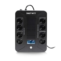 ИБП линейно-интерактивный, мощность 800/480 ВА/Вт, напольный/настенный, LCD дисплей, Shuko CEE7/4 - 8 шт. (4 шт. с резервным питанием, 4 шт. - сетевой