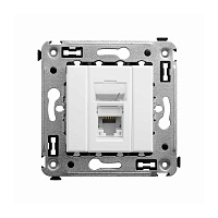Компьютерная розетка RJ-45 в стену, кат.5e одинарная, "Avanti", "Белое облако"