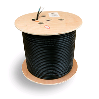 Кабель витая пара экранированная FTP (F/UTP), категория 5e, 4 пары (24 AWG), одножильный, экран - фольга, для внеш прокл с металлическим тросом (305 м