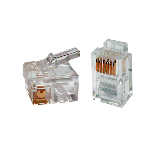 Hyperline PLUG-6P6C-P-C2-100 Телефонный разъем RJ-12(6P6C) (3 µ