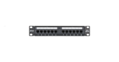 Коммутационная панель NETLAN 10", 1U, 12 портов, Кат.5e (Класс D), 100МГц, RJ45/8P8C, 110/KRONE, T568A/B, неэкранированная, черная