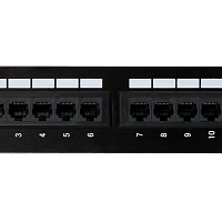 Коммутационная панель NETLAN настенная, 12 портов, Кат.5e (Класс D), 100МГц, RJ45/8P8C, 110, T568A/B, неэкранированная, черная
