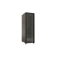 Шкаф напольный 19-дюймовый, 47U, 2277x800х1000 мм (ВхШхГ), передняя дверь стеклянная, задняя дверь сплошная, ручка с замком, 2 вертикальных кабельных 