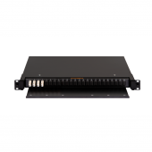 Оптический кросс NIKOMAX 19" Premium Line, 1U, укомплектованный на 8 портов LC/UPC (4 двойных LC/UPC адаптера), MM 50/125 OM2, выдвижной, с полкой,  ч