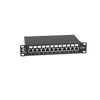 Патч-панель 10", установочный размер 236 мм, 12 портов RJ-45 полностью экранированная, категория 6, Dual IDC