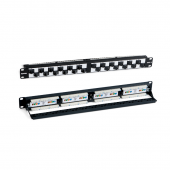 Патч-панель 19", 1U, с угловыми портами, 24 порта RJ-45, категория 6, Dual IDC