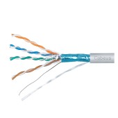 Кабель витая пара экранированная FTP (F/UTP), категория 5e, 4 пары (24 AWG), одножильный, серый, экран - фольга, нг(А)-LSLTx, (20 м)