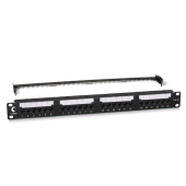 Патч-панель 19" (1U), 24 порта RJ-45, категория 5e, Dual IDC, с задним кабельным организатором, new