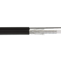 Кабель NETLAN коаксиальный, RG-11 (75 Ом), одножильный, CCS (омедненная сталь), внешний, PE до -40C, с одножильным тросом, черный, 305м