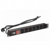 ССД PH12-7C131 ITK PDU 7 розеток C13 с LED выкл,1U, шнур 2м вилка нем.ст
