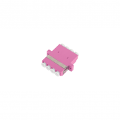 Адаптер NIKOMAX волоконно-оптический, соединительный, многомодовый, стандарта OM4, LC/UPC-LC/UPC, квадро, пластиковый, без шторки, с фланцами, маджент