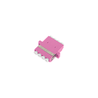 Адаптер NIKOMAX волоконно-оптический, соединительный, многомодовый, стандарта OM4, LC/UPC-LC/UPC, квадро, пластиковый, без шторки, с фланцами, маджент