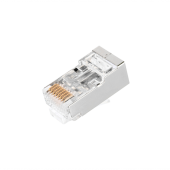 Коннектор  NIKOMAX RJ45/8P8C под витую пару, Кат.5е (Класс D), 100МГц, покрытие 50мкд, универсальные ножи, сквозной, экранированный, круглый ввод, уп-