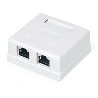 Розетка компьютерная RJ-45, категория 5e, экранированная, двойная, внешняя, Dual IDC, цвет белый