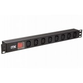 ССД PH12-8C133 ITK PDU 8 розеток C13, с LED выкл, 1U, вх. C14, без шнура