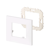 Лицевая панель одинарная 80х80 мм, для 1 модуля 45х45 мм, с суппортом, цвет белый