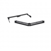 Угловая модульная патч-панель 19", 24 порта, 1U , для неэкранированных модулей, с задним кабельным организатором (без модулей)