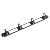 Органайзер кабельный горизонтальный с окнами 19" 1U, 4 кольца, цвет черный