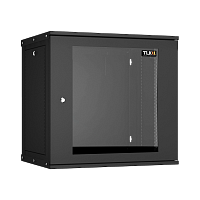 Настенный разборный шкаф TLK 19", 12U, стеклянная дверь, Ш600хВ569хГ450мм, 1 пара монтажных направляющих, черный