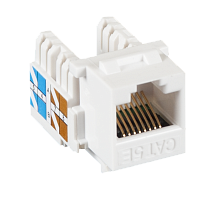 Модуль-вставка NETLAN типа Keystone, Кат.5e (Класс D), 100МГц, RJ45/8P8C, 110/KRONE, T568A/B, неэкранированный, белый, уп-ка 10шт.