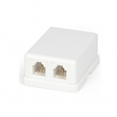 Розетка телефонная RJ-12(6P4C), двойная, внешняя, белая