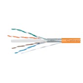Кабель витая пара экранированная FTP (F/UTP), категория 5e, 4 пары (24 AWG), одножильный, экран - фольга, LSZH, нг(А)-HF, оранжевый, (20 м)