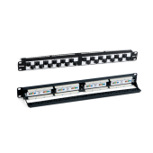 Патч-панель 19", 1U, с угловыми портами, 24 порта RJ-45, категория 6, Dual IDC