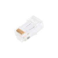 Коннектор  NIKOMAX RJ45/8P8C под витую пару, Кат.6 (Класс E), 250МГц, покрытие 50мкд, универсальные ножи, сквозной, неэкранированный, круглый ввод, уп